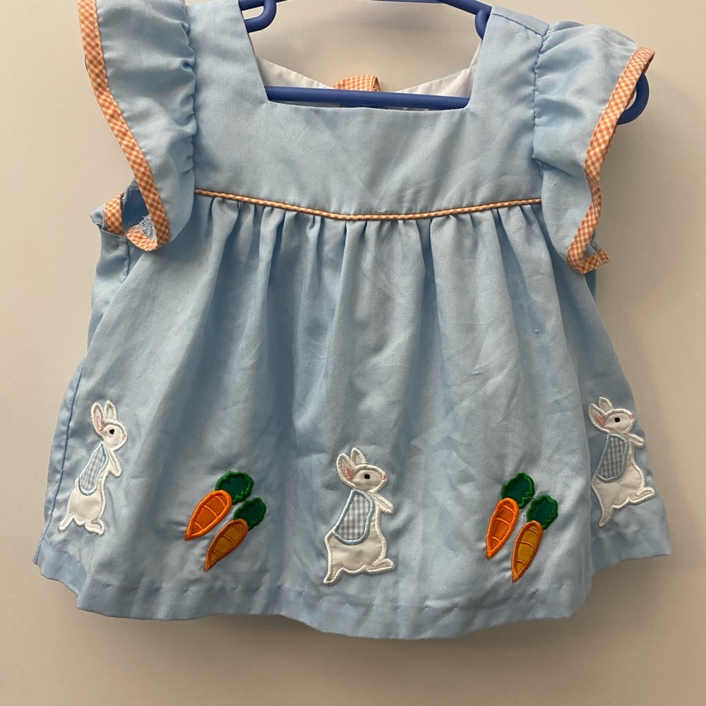 KREWE Light Blue Kids Blouse with Bunny and Carrot Design